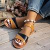 Fashion Large Size Women Shoes 2025 Summer New Peep Toe Comfortable Non Slip Casual Sandals Women's Vintage Roman Style Sewing Sandals