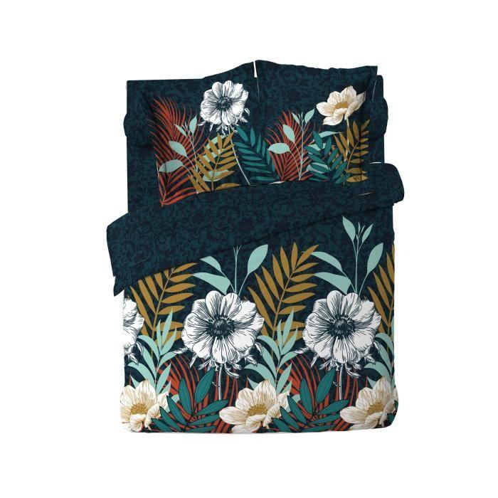 Housse de couette - Fleur d'adison - 6 pièces - 220 x 240 cm - 100% Coton - Lavable à 30°