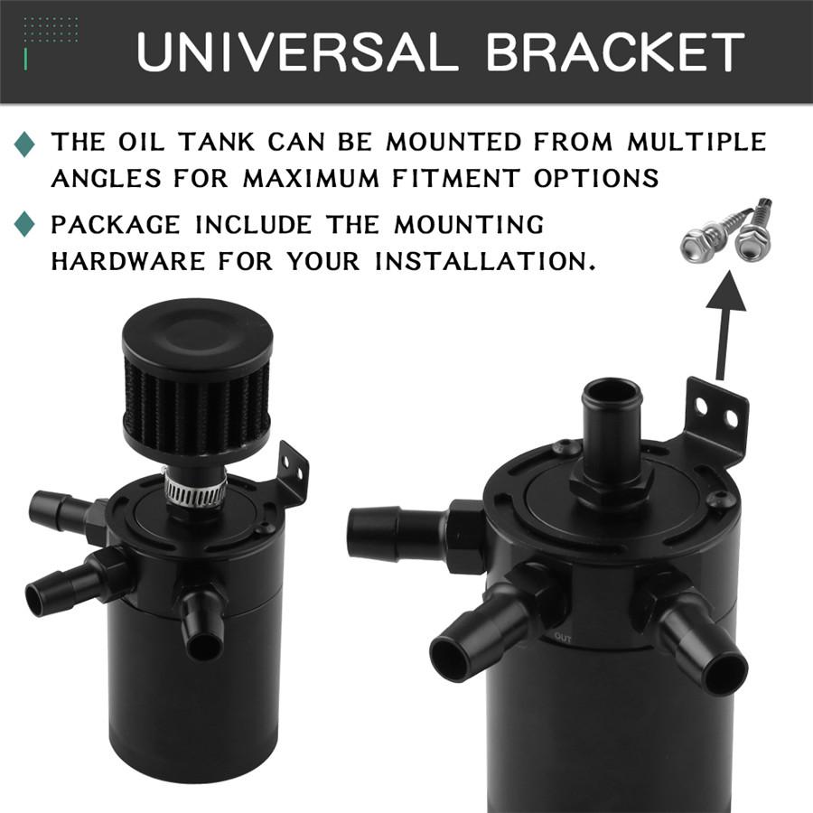 3-Port Oil Reservoir Catch Can Tank with Drain Valve & Breather Filter Universal