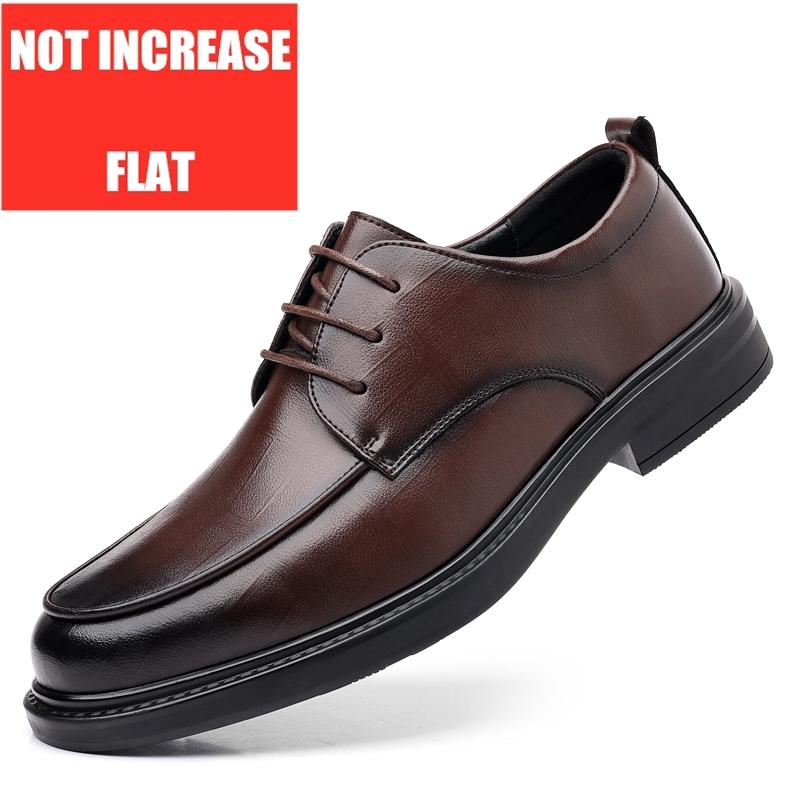 Spring/Summer Men 37-45 Men's Flat/6CM Heightening Elevator Shoes Business Formal Leather Shoes Man British Casual Wedding Suit