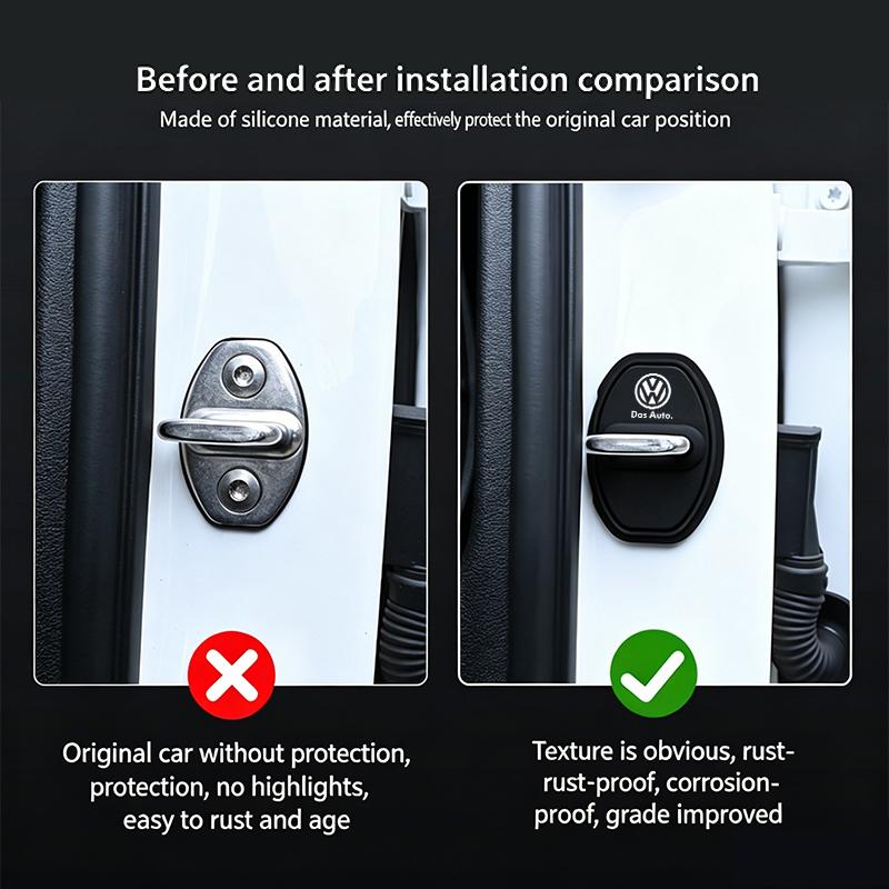 2026 New Car Sticker Car Sticker 4Pcs Car Door Lock Buckle Protective Cover Stickers Badge For Volkswagen VW R Polo Passat Rline Golf 4 IF9