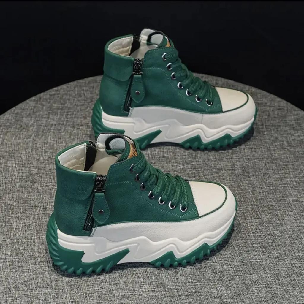 Мода Женщины Новые Кроссовки на Платформе Черная Обувь Весна Осень Натуральная Кожа Кроссовки Сохраняют Тепло Модные Ботинки Зимние Ботильоны боты