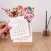 Календарь 2025 года «Цветущие цветы» Настольный календарь с цветочным рисунком и деревянной основой, съемный