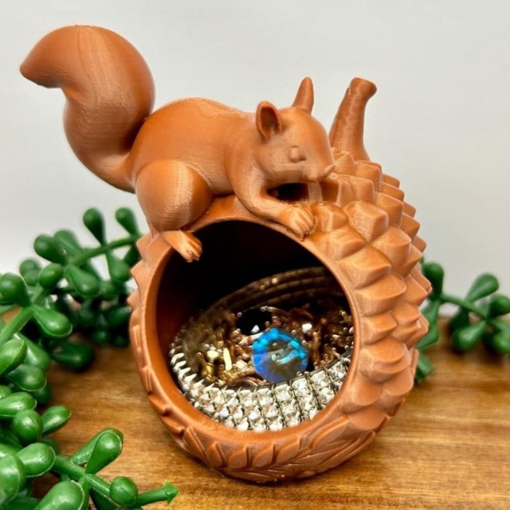 Large Capacity Squirrel Jewelry Storage Box PLA Jewelry Container Desk Ornament