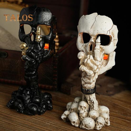 Подсвечник в виде черепа на Хэллоуин, готический, без слов, черно-белый, скелет, смоляная подставка для свечи, ароматизированная свеча, подсвечник, украшение для стола