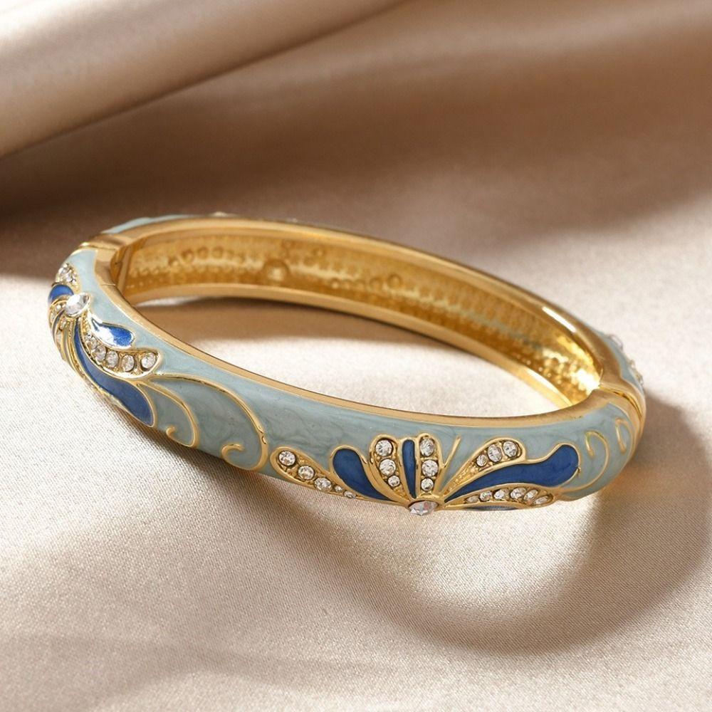 Traditional Vintage Cloisonne Bangle Enamel Women's Hand Bracelet Jewelry Gifts