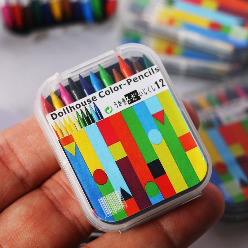 Dollhouse Miniature Mini Boxed Colorful Crayon Dolls Accessories Mini Painting Tools Dollhouse Decoration Scene Model