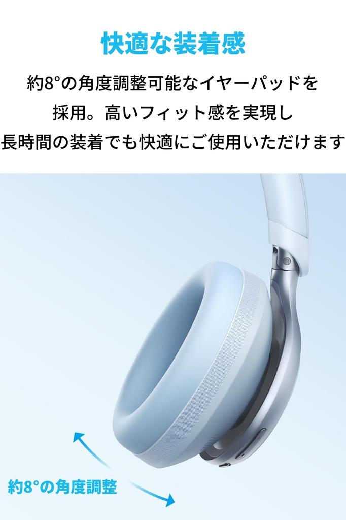 Anker Soundcore Space One Wireless Noise Canceling Up To 55 Hours of Music Playback Resolution Compatible Compatible External Sound Capture Blue