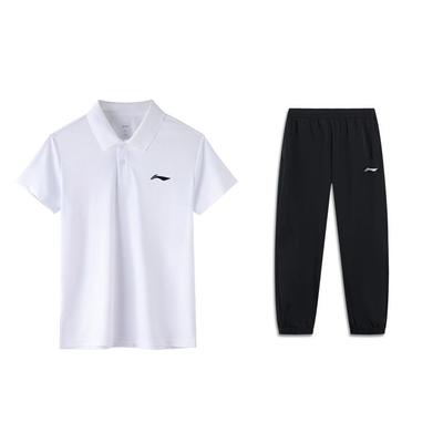 Li Ning Plain Logo свитер с коротким рукавом рубашка поло прямые брюки повседневный спортивный костюм мужской костюм APLT139-2+AYKT415-1