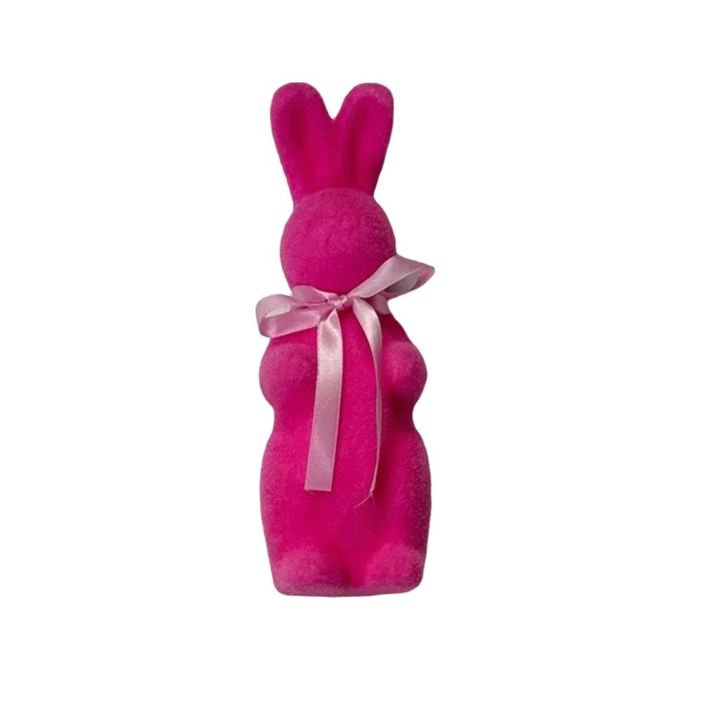 With Bow Tie Bunny Decoration Creative Large Flocking Rabbit Statues Cute Design Party Rabbit Ornaments Indoor Outdoor Lawn