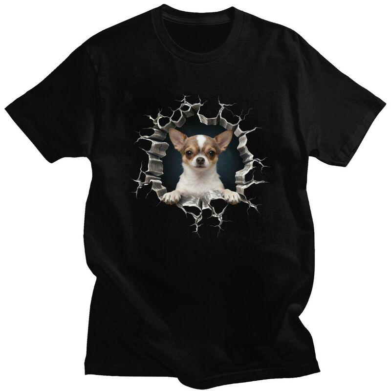 Breaking Through Chihuahua T Shirts Men ShortSleeve Dog Lover Tshirt Casual Tee For Husband100 Cotton Slim Fit Tshirt
