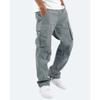 Autumn and Winter Men's Straight-Fit Drawstring with Multiple Pockets Stretch Cargo Pant