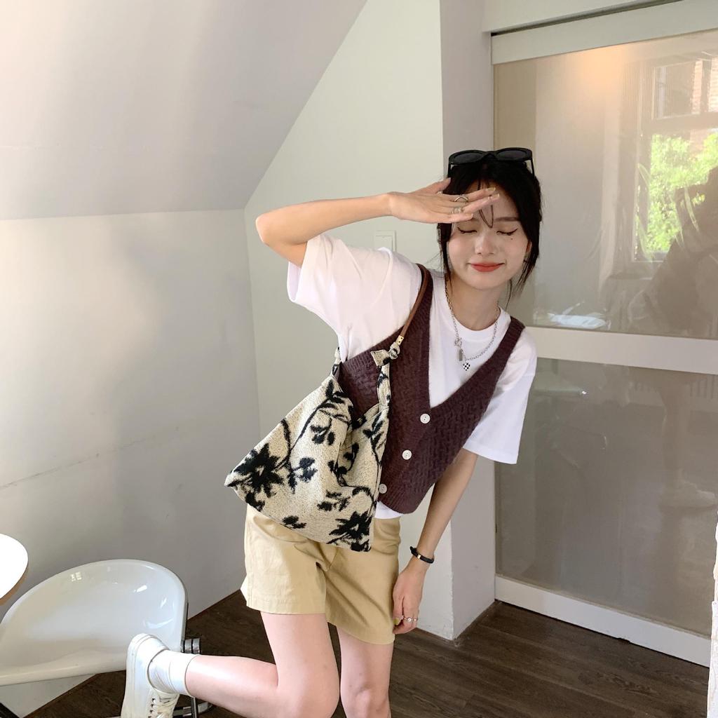 Women Literature Art Leisure Handbag Commuter Tote Crossbody Bag