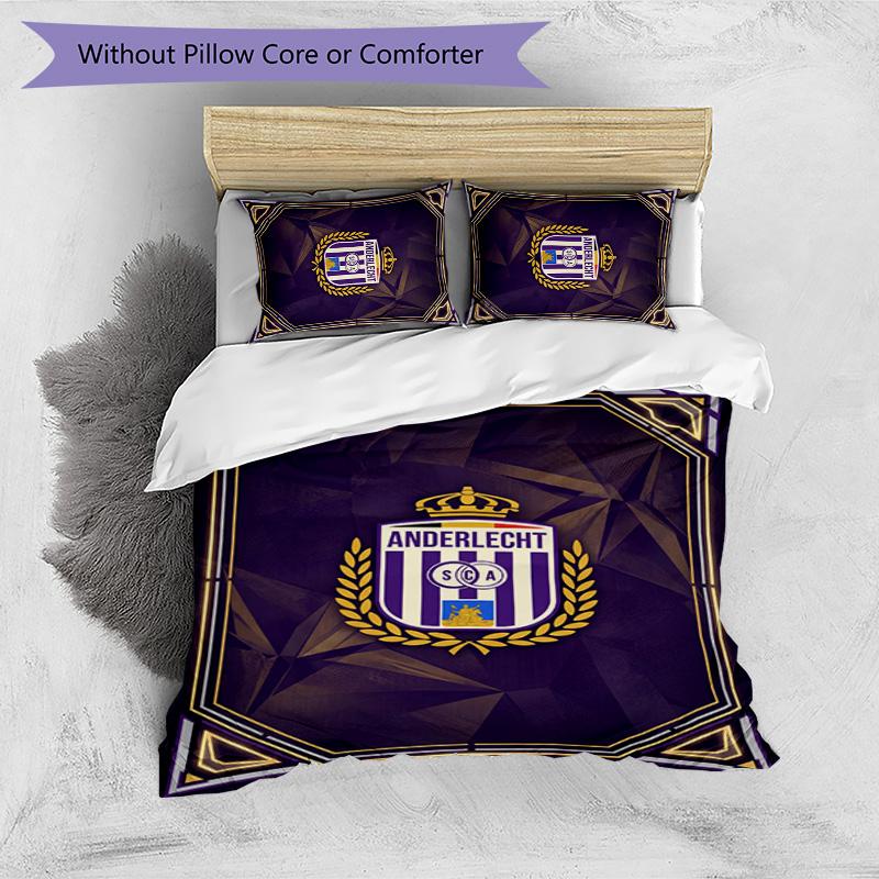 Anderlecht FC Printed 3PCS Bedding Set Breathable Duvet Cover with Pillowcases Decorative Bed Linen for Bedroom Home