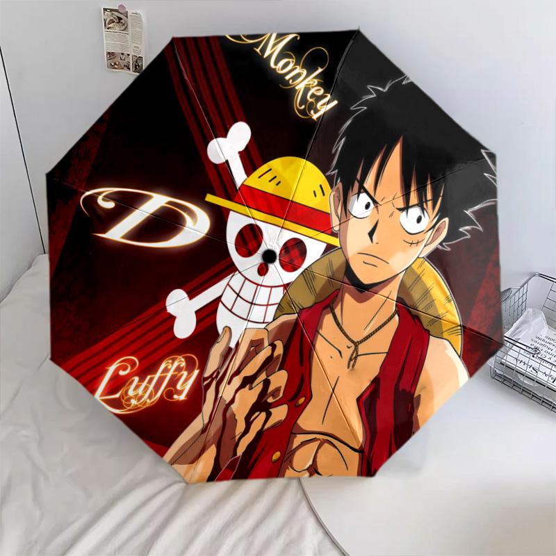 1 шт. Автоматический складной зонт - Узор Luffy D Портативный складной дизайн с 8 спицами Рождественские подарки на день рождения