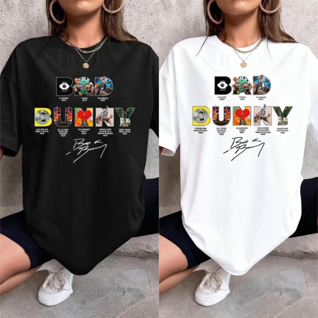 Adults Women Bad Bunny Cotton Casual Printed Short Sleeves T-shirt Tops