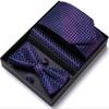 Men Necktie Set Bow Tie Kerchief Cufflinks Fashionable Elegant Male Neck Tie Set for Hall Festival