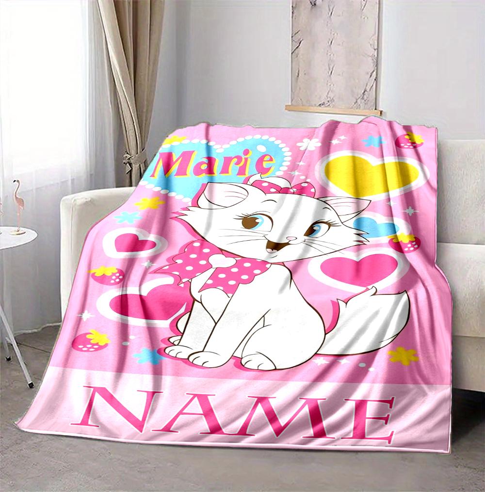 Custom Name Cat Love Flannel Blanket Throw Blanket Soft Warm Sofa Bed Decor Unique Gift