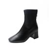 Fashion Women's Temperament Square Toe Short Boots 2024 Spring and Autumn New Style White Thick Heel Fashion Simple Single Shoes Summer