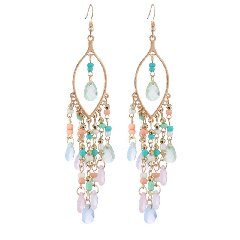 Boho Style Beaded Tassel Earrings Exquisite All-Match Lady Earrings Fashion Elegant Earring