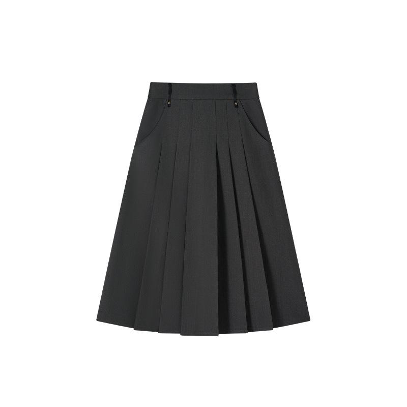 Xiao Li Plus Size Korean Style Pleated Skirt - Spring Hip-Covering, Slimming, Loose Fit for Women