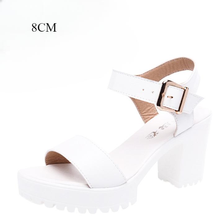 Small Size 32-43 Summer Block High Heels Wedding Shoes Bride Platform Sandals  Women's Thick Bottom Sandals for Office Model