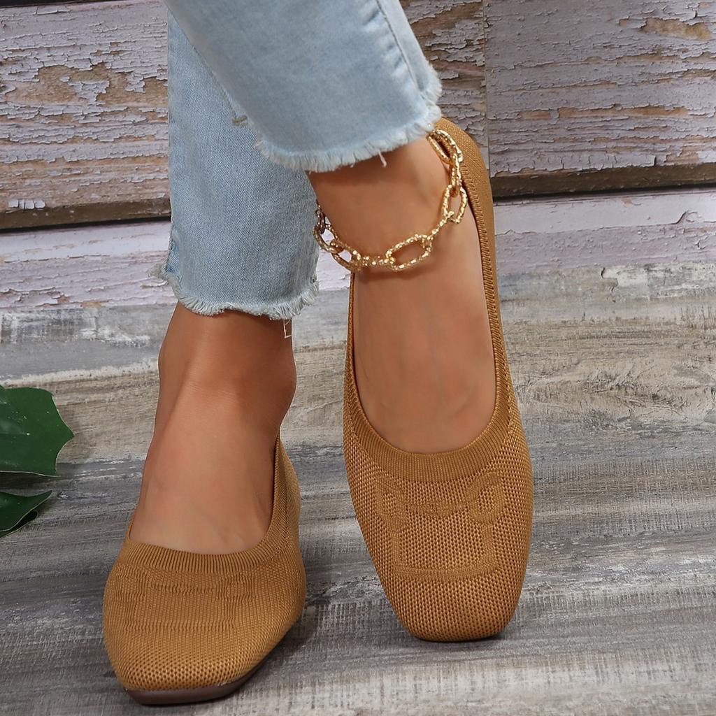Женские повседневные одинарные туфли с закрытым носком, трикотажные туфли с круглой подошвой и мягкой подошвой, туфли для мам, одинарные туфли