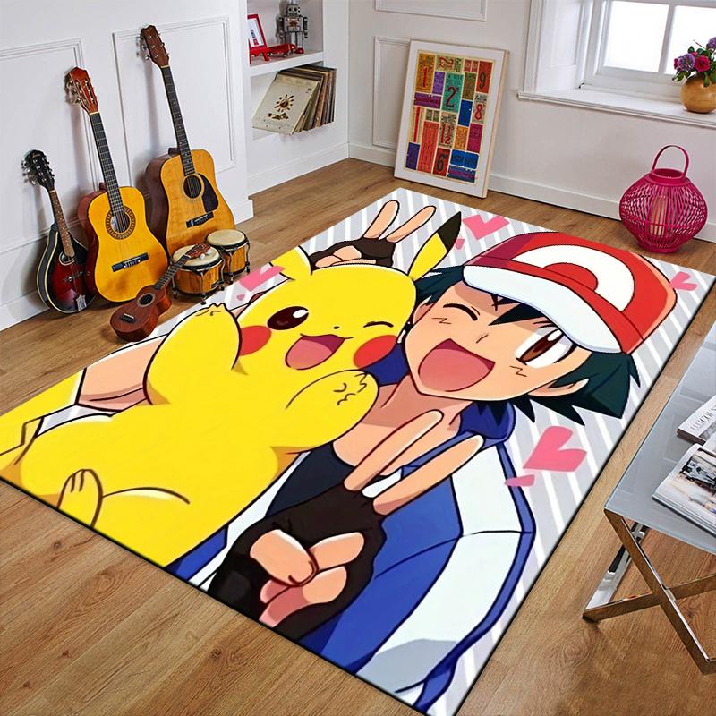 Cartoon Pokemon Anime 3D Carpet Rug for Home Living Room Bedroom Sofa Doormat Decor,Child Play Area Rug Non-slip Floor Mat Gifts