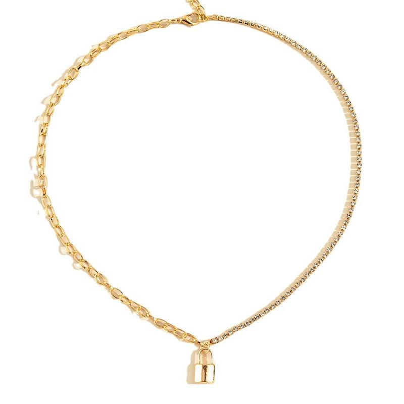 Европа, Америка, модный тренд, нерегулярная цепочка, бриллиантовые аксессуары для женщин, простое когтевое крепление, подвеска-замок на цепочке