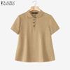 Женская повседневная свободная летняя блузка с отложным воротником и коротким рукавом