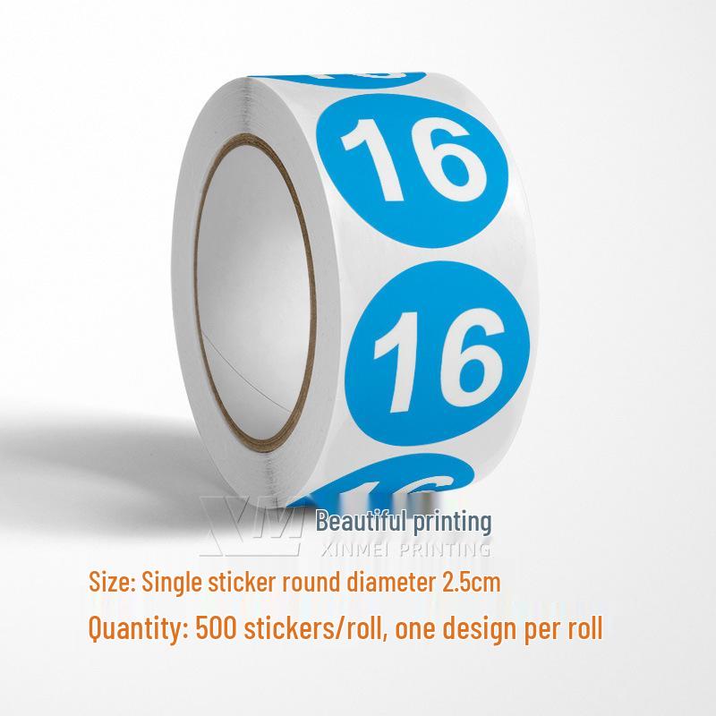 Самоклеящиеся круглые наклейки с номерами 1-33 – Цветные этикетки-идентификаторы в рулоне