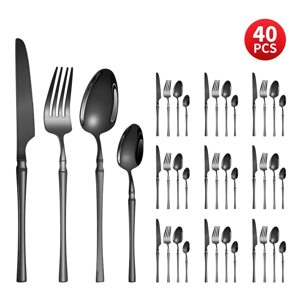 Нержавеющая сталь с небольшой талией, нож для западной еды/стейка, вилка и ложка, десертная ложка, столовые приборы, набор из 24 предметов, подарочный набор