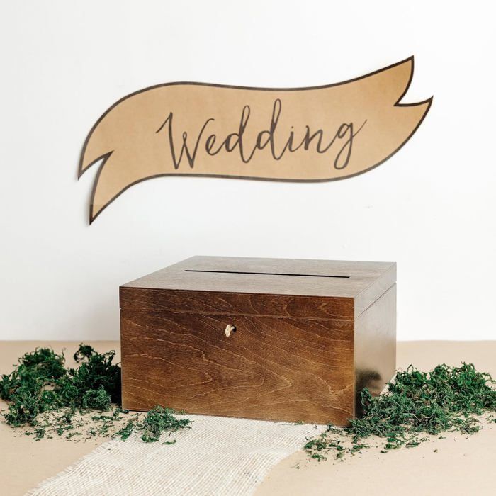 Boîte en Bois Creative Deco Marron Foncé 29x25x15 cm avec Couvercle et Clé