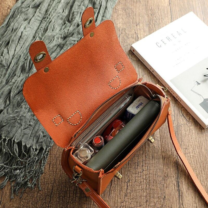 Johnature Винтажная женская сумка-мессенджер из натуральной коровьей кожи, сумка ручной работы для отдыха, однотонные сумки на плечо