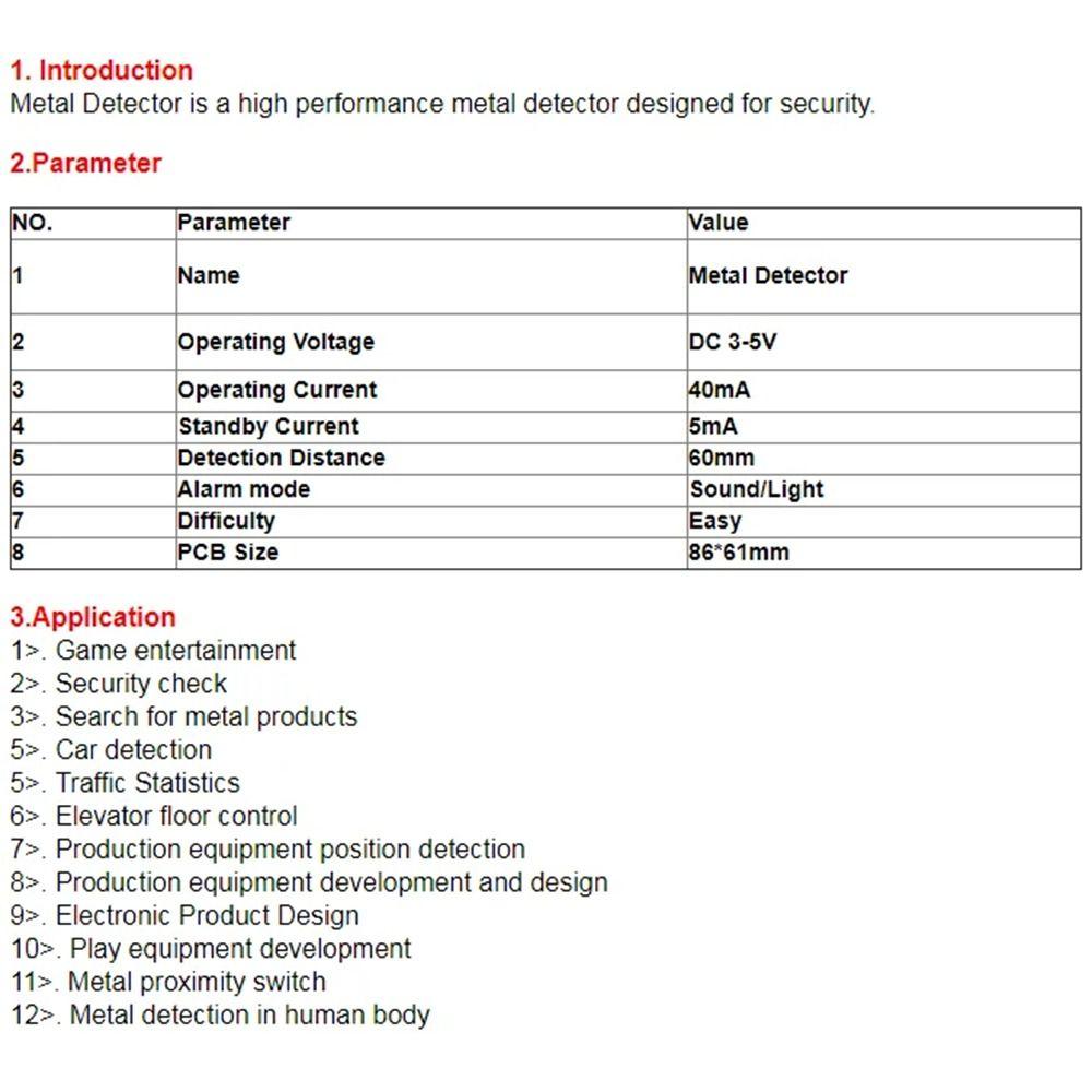1 комплект Прочный набор металлоискателя JS-60 Модуль DC 3V-5V Электронный набор Бесконтактная сенсорная плата 60 мм