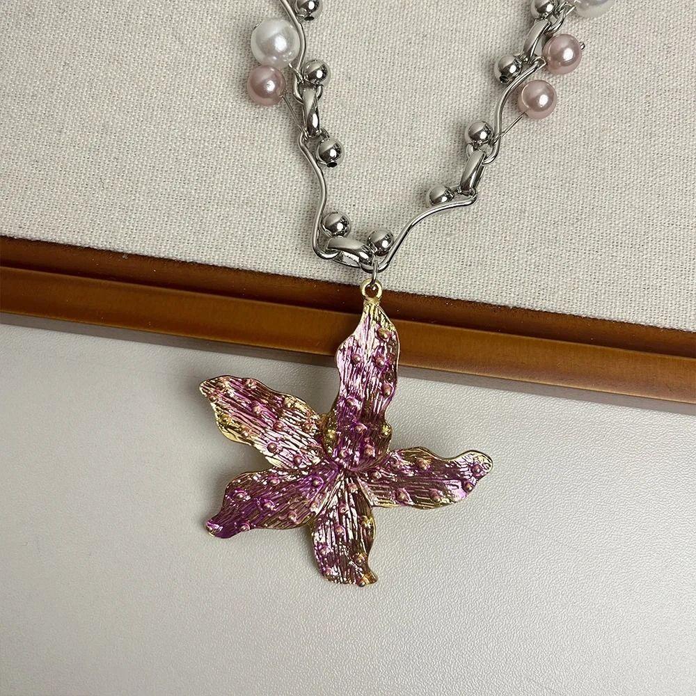 Exaggerate Pearls Necklace Bohemia Clavicle Chain Trendy Starfish Pendant Necklace Summer