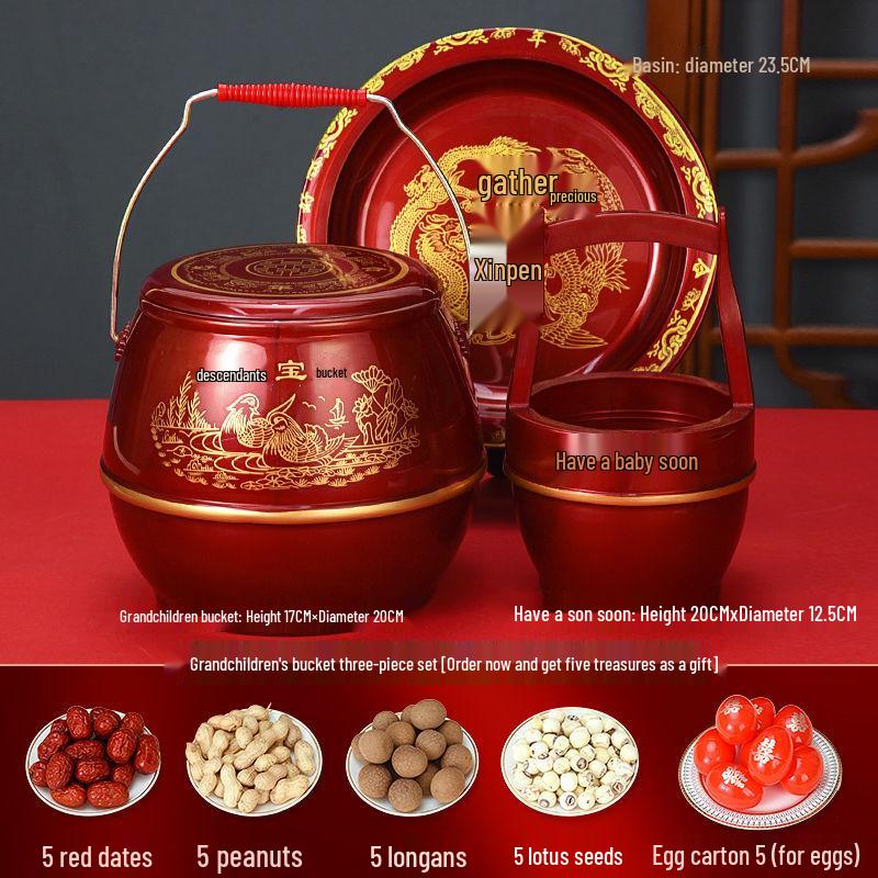 Ведро для приданого невесты на процветание - Счастливая пластиковая плевательница и маленький туалетный набор