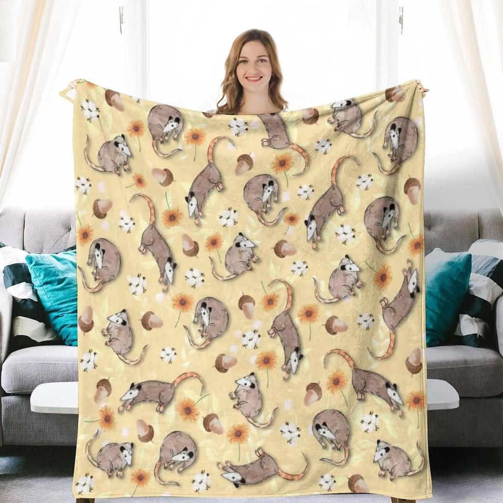 Confused Possum Theme Soft Blanket High Quality Flannel Blanket Warm Sofa Blanket Decorative Blanket Universal In All Seasons