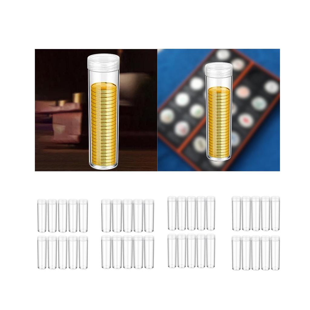 10 Pieces Coin Storage Tubes Sturdy Round for Coins Collection Transparent