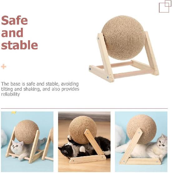 Balacoo Кошачий шар-когтеточка: Игрушка-когтеточка из сизаля, интерактивный шарик для стачивания когтей, вращающееся колесо для упражнений, игрушка для маленьких кошек