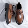 Fashion Luxury Brand British Style Lace Up Oxford Shoes Men Thick Soled Round Toe Leather Casual Leather Shoes Outdoor Sports Work Shoes