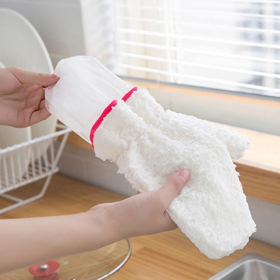 1Pc Dishwashing Glove Steel Scratch Free Waterproof Hanging Loop Heat Insulation Steel Wool Bamboo Fiber Kitchen Pot Pan Bowl Scrubber Washing Glove