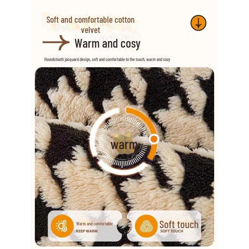 2023 Winter Houndstooth Plush Sofa Cushion Cover – Thick, Non-slip, Universal Pastoral Style