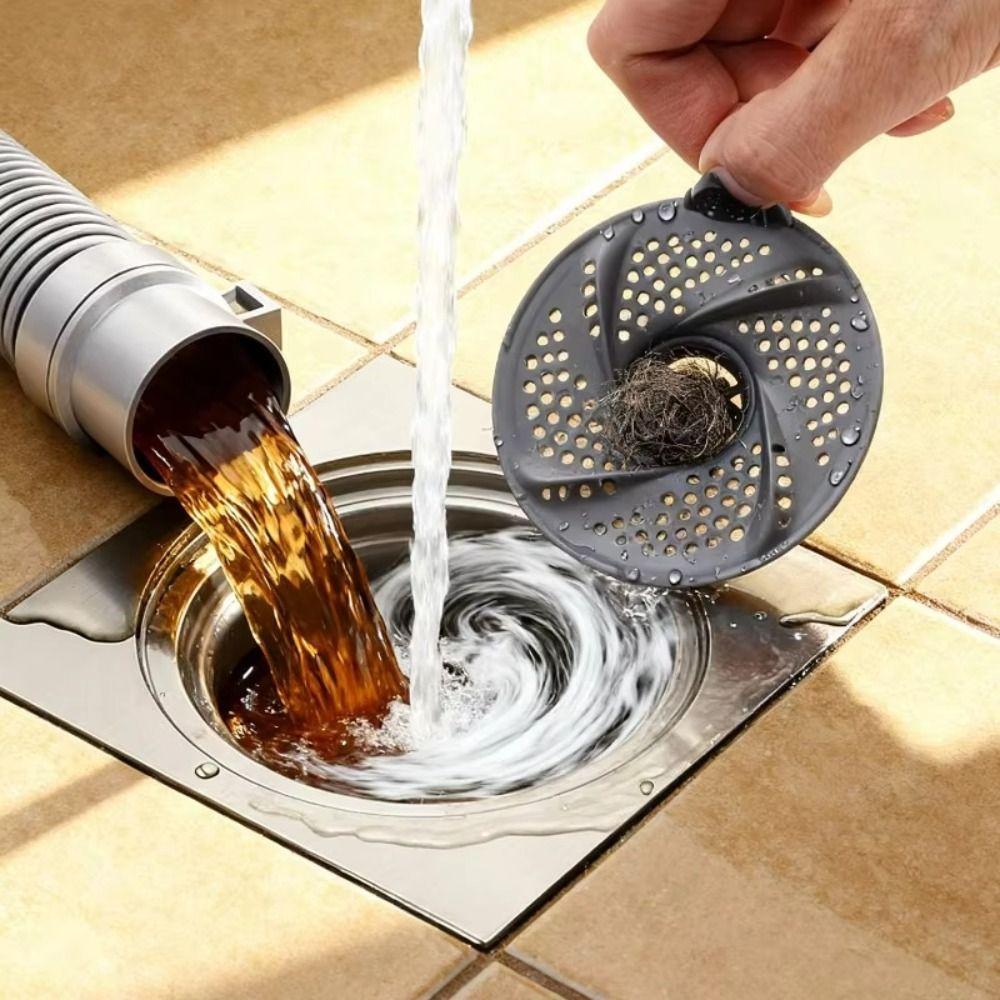 10pcs Vortex Design Drain Strainer Rotating Hair Collector Easy Clean Drain Protector Bathroom