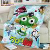 3D Cartoon Keroro Blanket Cute Frog Blanket Soft Lightweight Flannel Blanket for Living Room Bedroom Sofa Travel Camping Blanket