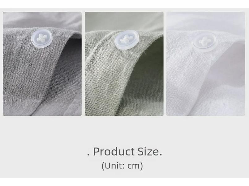 Мужская белая льняная рубашка с длинным рукавом - повседневный свободный крой, в японском стиле, дышащая хлопковая смесь