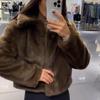 Повседневная свободная теплая плюшевая короткая куртка из искусственного меха для женщин с лацканами и длинным рукавом, однотонная меховая куртка, зимняя мода, утолщенная, для улицы
