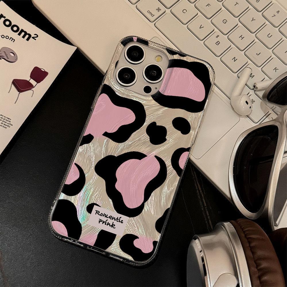 Сладкий и классный леопардовый принт в стиле black pink подходит для iPhone17promax Apple 16IMD чехол для мобильного телефона из перьевой пряжи 14/13 большое отверстие 15.