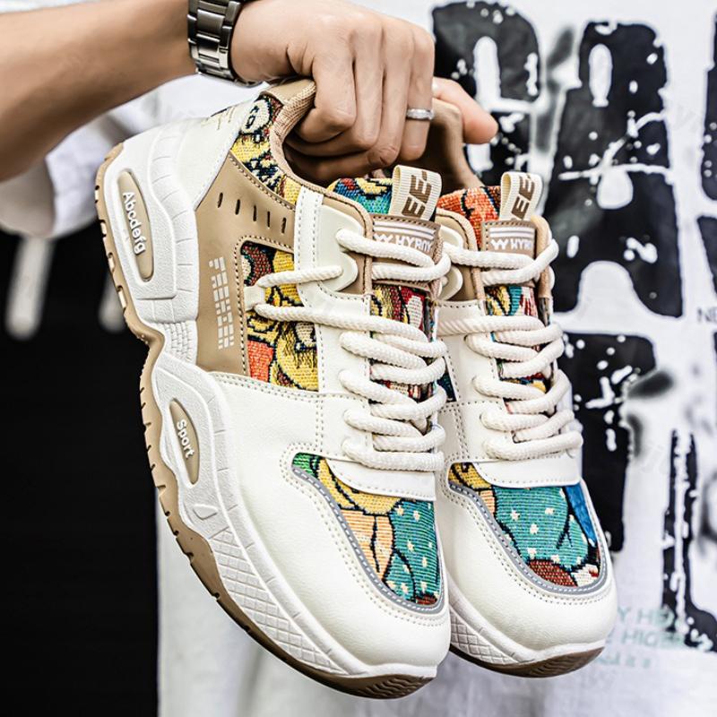 Модные кроссовки на платформе Весна Осень Мужские увеличивающие рост Дышащие Нескользящие Кроссовки Удобная Модная Шнуровка Повседневная Обувь