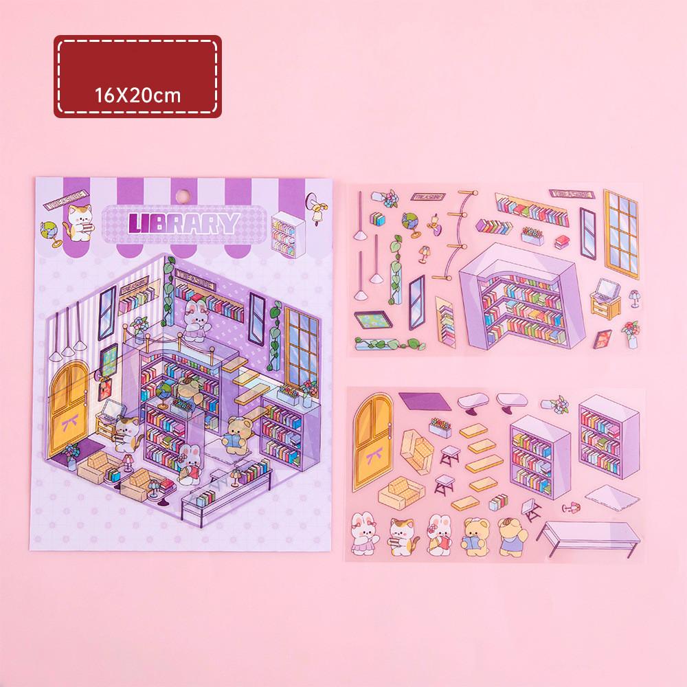 Мультфильм Еда Уличный Пейзаж Наклейка Сцена из Хижины DIY Игрушка Игра Наклейка Фестиваль Подарок На День Рождения для Детей Девочек и Детей